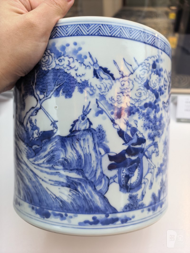 清初 青花三国故事笔海 - 图5